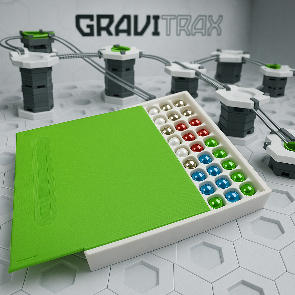 GraviTrax Storage Box for 100 Marbles – 3D Printed Storage Box with Sliding Lid - Premium Quality