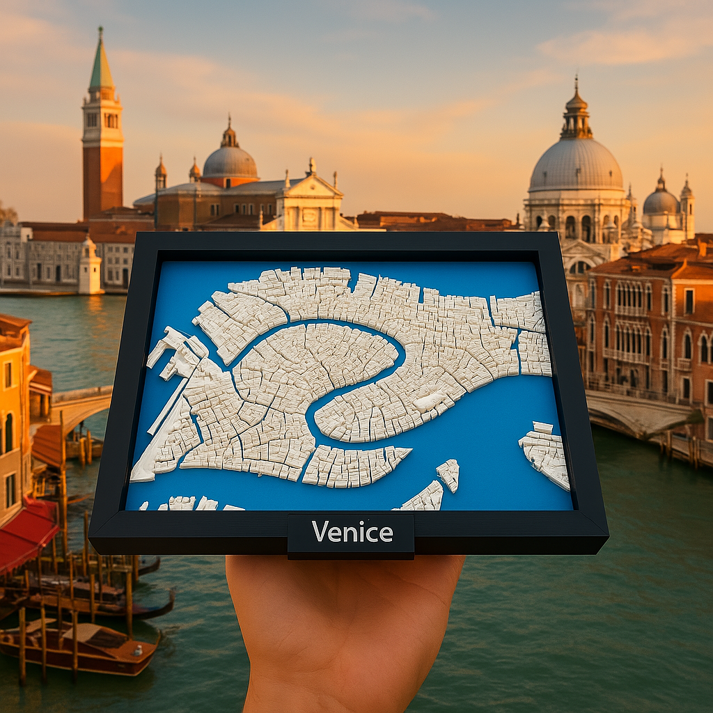 3D Printed Miniature of Venice – Detailed City Map and Canals - Premium Quality