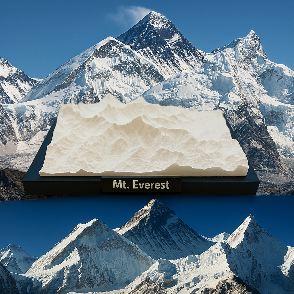 3D Printed Miniature of Mount Everest – Detailed Relief Model of the Highest Mountain in the World - Premium Quality
