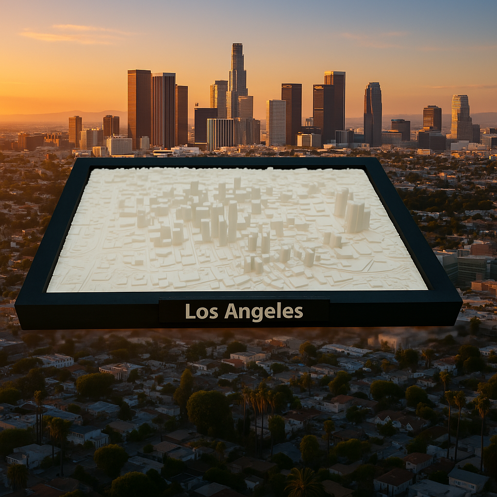 3D Printed Miniature of Los Angeles – Detailed City Map and Skyline - Premium Quality