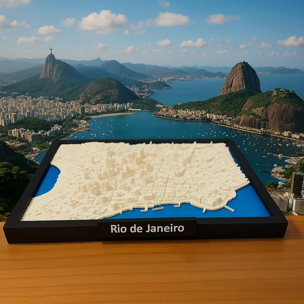3D Printed Miniature of Rio de Janeiro – Detailed City Map and Iconic Landscape - Premium Quality