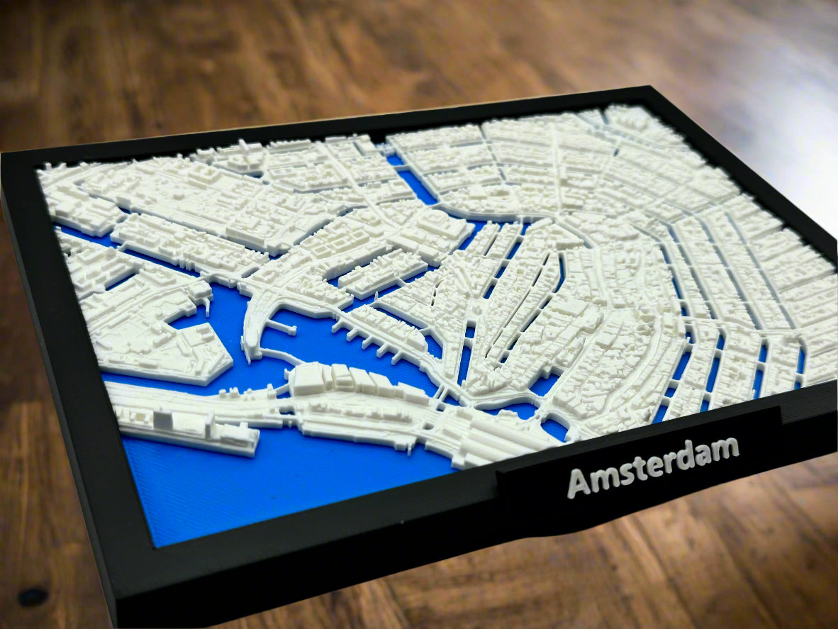 3D Printed Miniature of Amsterdam – Detailed City Map and Canal Belt - Premium Quality