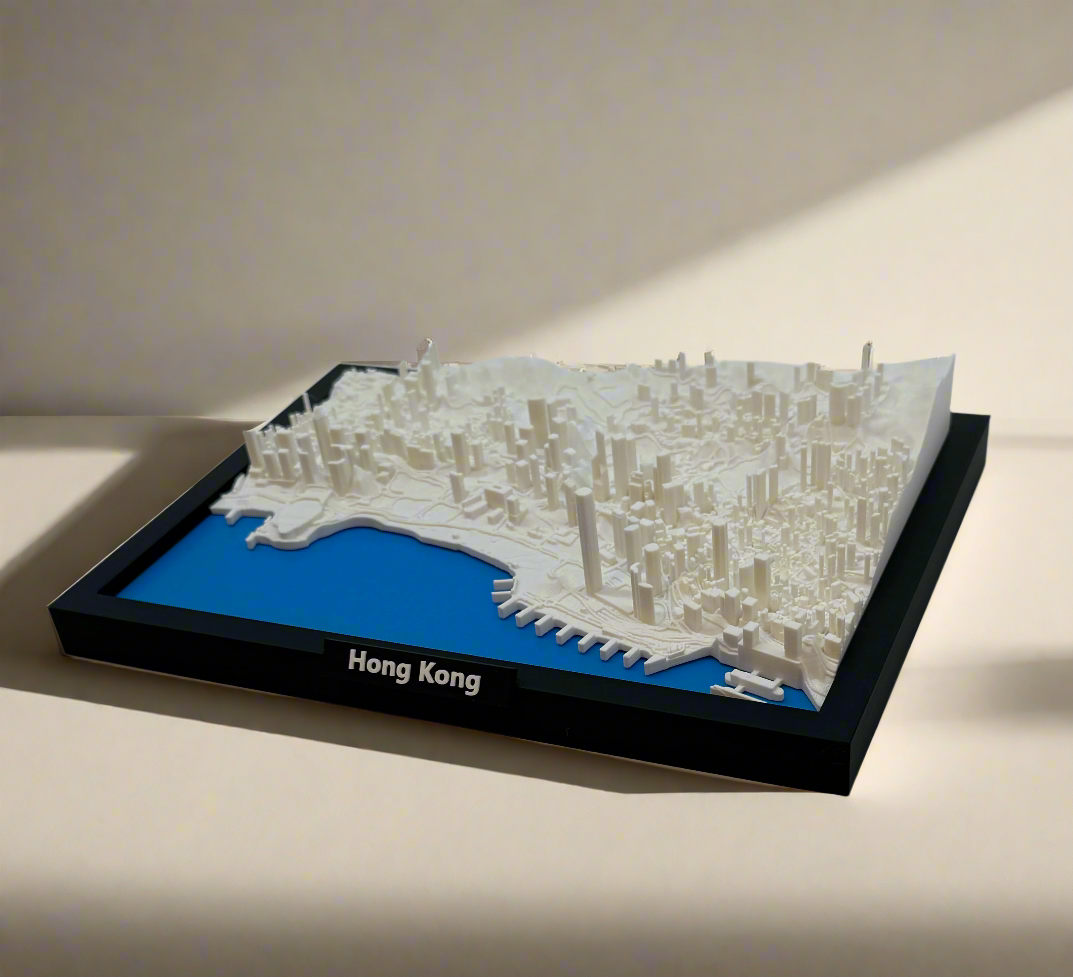 3D Printed Miniature of Hong Kong – Detailed City Map and Skyline - Premium Quality