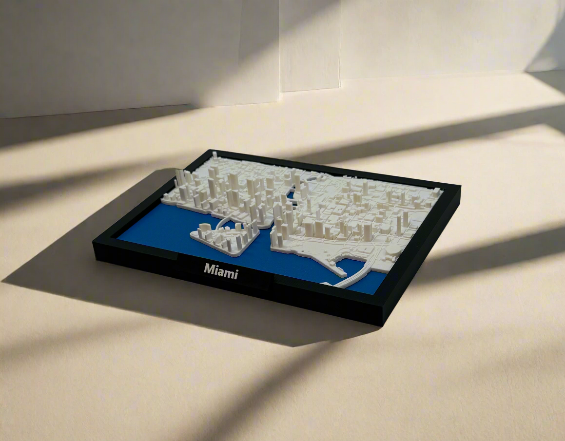 3D Printed Miniature of Miami – Detailed City Map and Skyline - Premium Quality