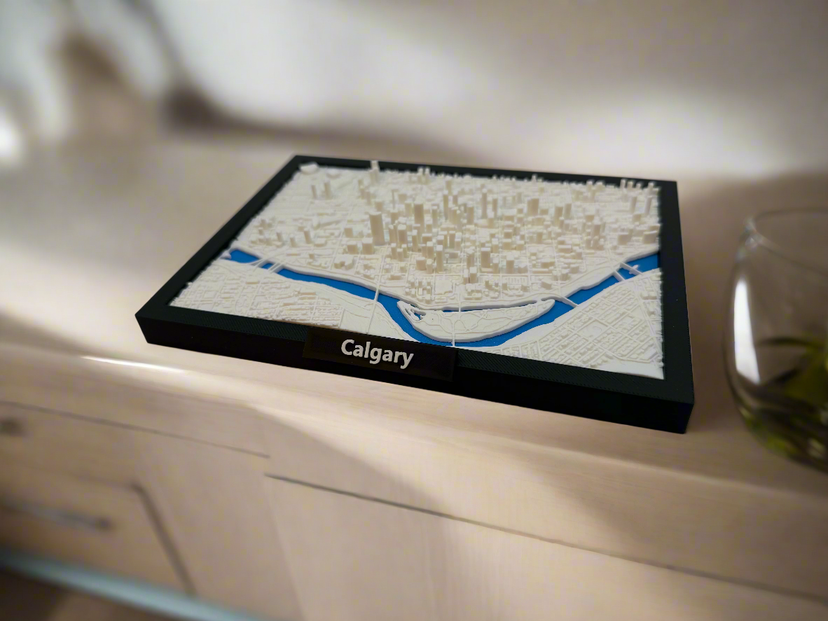 3D Printed Miniature of Calgary – Detailed City Map and Skyline - Premium Quality
