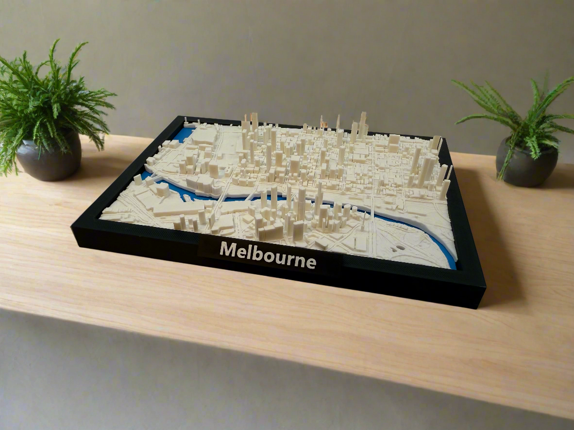 3D Printed Miniature of Melbourne – Detailed City Map and Skyline - Premium Quality