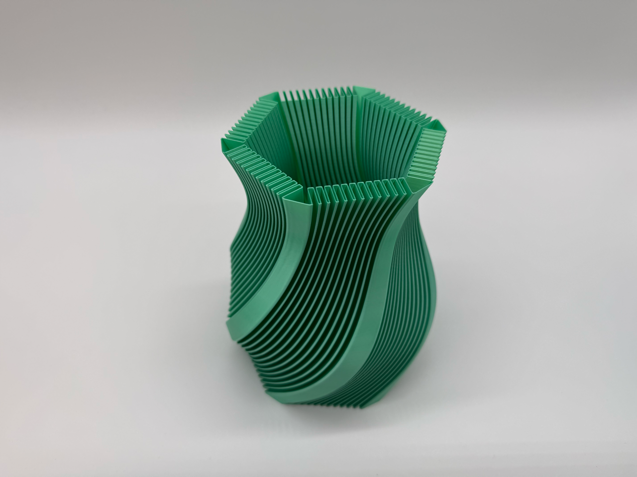 Vase with Wavy Ribbed Pattern – Futuristic Modern Design – Decorative Flower Pot