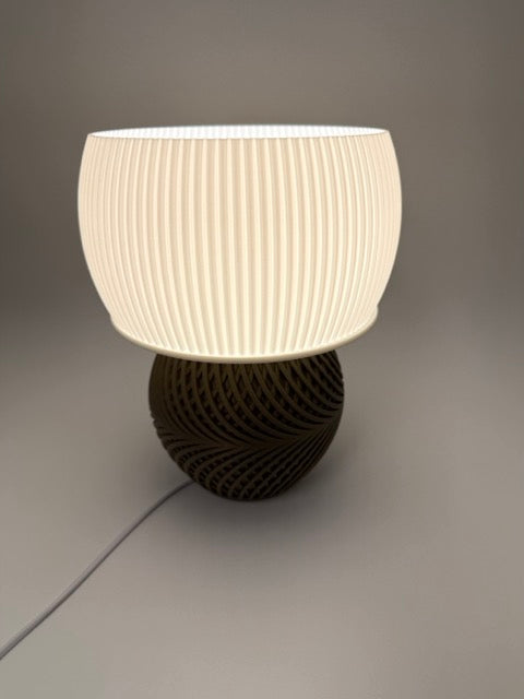 Designer Table Lamp 'Drift' with Modern Ribbed Shade and Stylish Geometric Base – Unique Warm Light