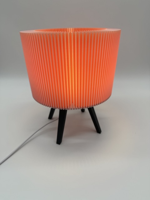 Modern Table Lamp 'Rible' with Pink Ribbed Shade and Black Base – Unique Mood Lighting