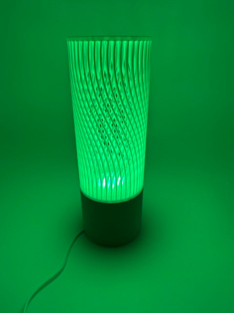 Modern Table Lamp 'Spiral' with Openwork Cylinder Design and Gray Base – Stylish Mood Lighting