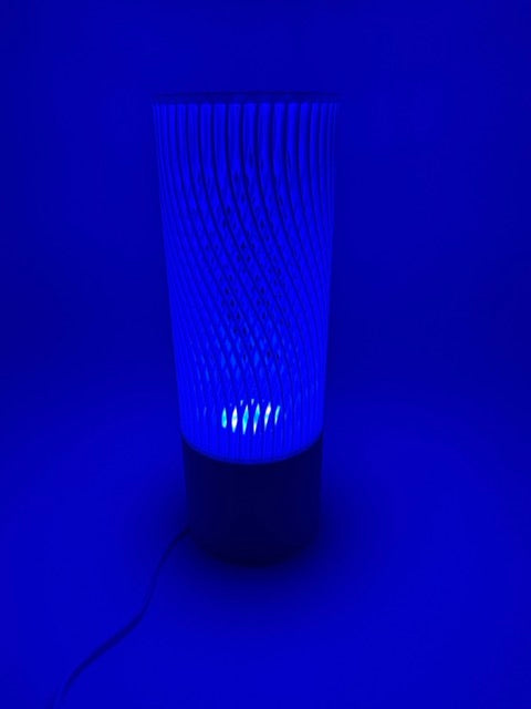 Modern Table Lamp 'Spiral' with Openwork Cylinder Design and Gray Base – Stylish Mood Lighting