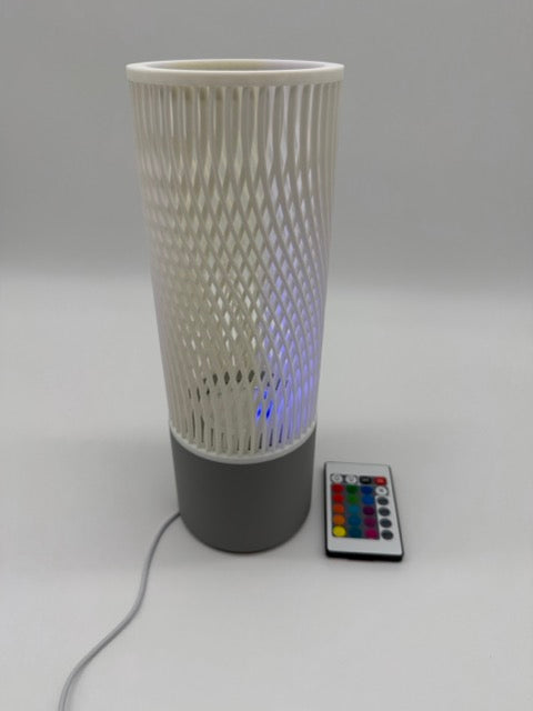 Modern Table Lamp 'Spiral' with Openwork Cylinder Design and Gray Base – Stylish Mood Lighting