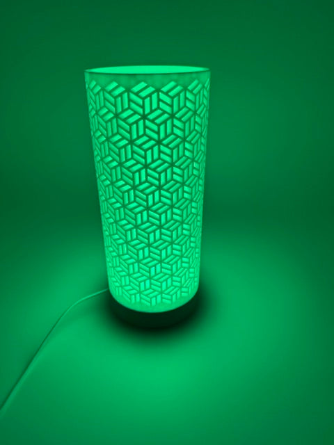 'Dia' table lamp with geometrically cut cylinder shade and sleek base – Modern mood lighting