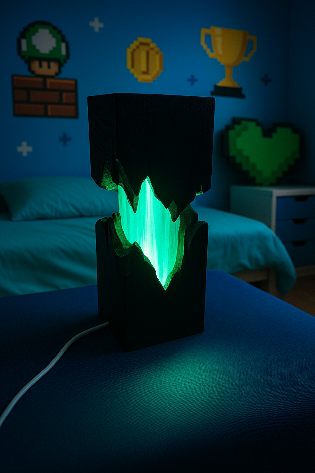 Designer Table Lamp 'Split' with Split Black Design and Color Change – Mood Lamp with Remote Control